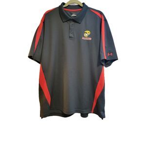 Under Armour USMC Marines Polo Shirt Black Red Men Golf Rugby Military Soldier